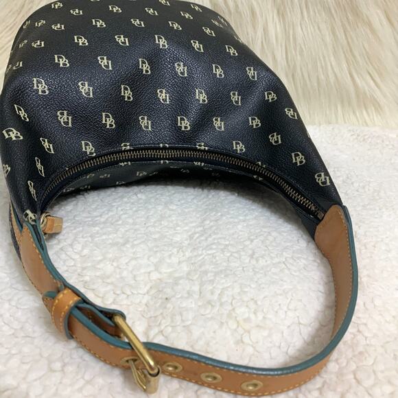 DOONEY AND BOURKE Vintage Black Signature Coated Canvas Bucket Hobo - Picture 4 of 16